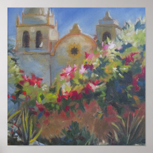 Póster Carmel Spanish Mission California Garden