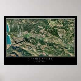 Póster Carmel Valley California From Space Satellite Map