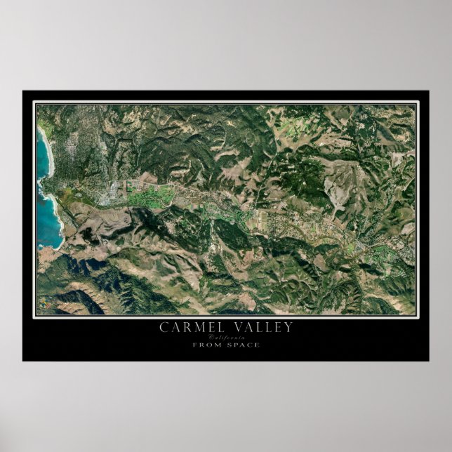 Póster Carmel Valley California From Space Satellite Map (Frente)