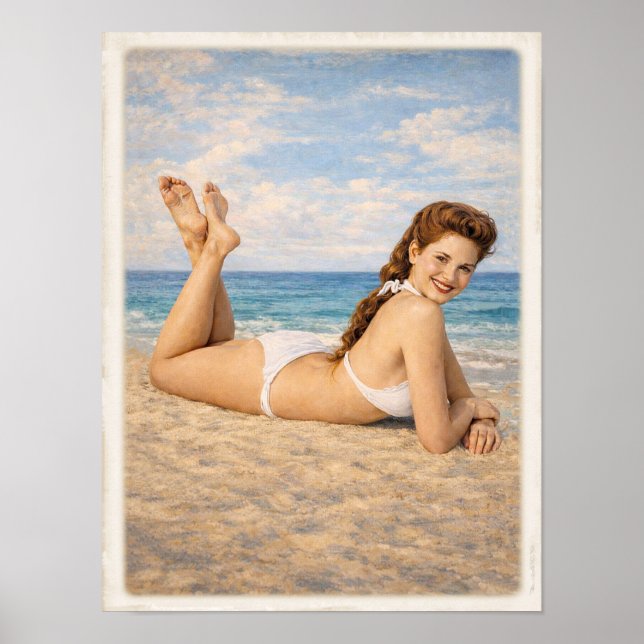 Póster Carmen at the Beach 1950 Pin Up (Frente)