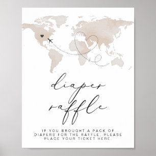 Póster CARMEN Beige Map Adventure Baby Diaper Raffle