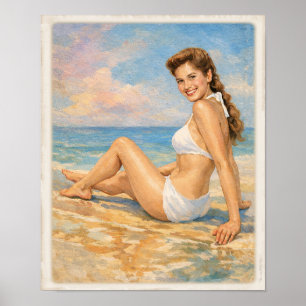 Póster Carmen en la Playa Pin Up