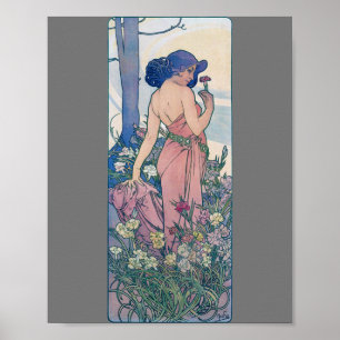 Póster Carnación (Cuatro Flores), Alphonse Mucha