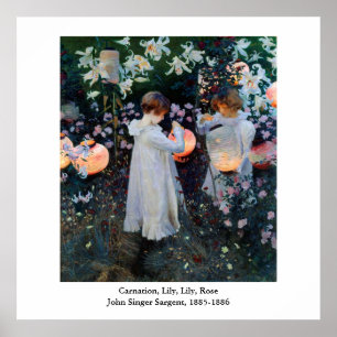 Póster Carnación de John Singer Sargent, Lily, Rosa
