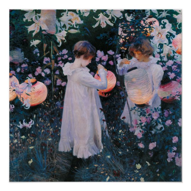 Póster Carnation Lily Lily Rosa John Singer Sargent Art (Anverso)