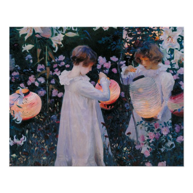 Póster Carnation Lily Lily Rosa John Singer Sargent Art (Anverso)