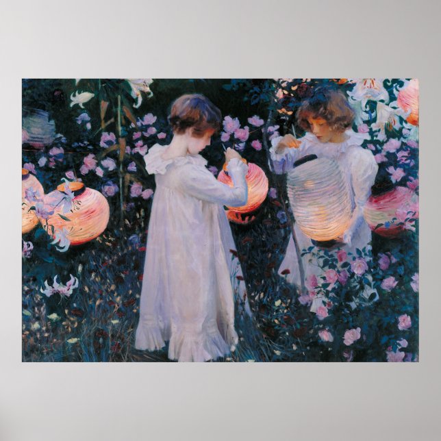 Póster Carnation Lily Lily Rosa John Singer Sargent Art (Frente)