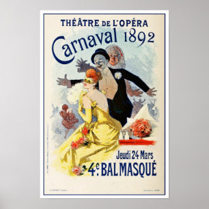 Póster Carnaval 1892 del teatro de la ópera de París del