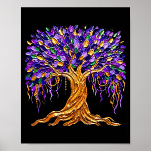 Póster Carnaval Árbol de Cuentas de Mardi Gras Mujeres Nu