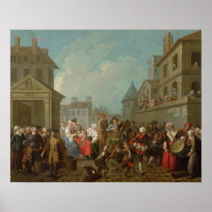 Póster Carnaval callejero en París, 1757