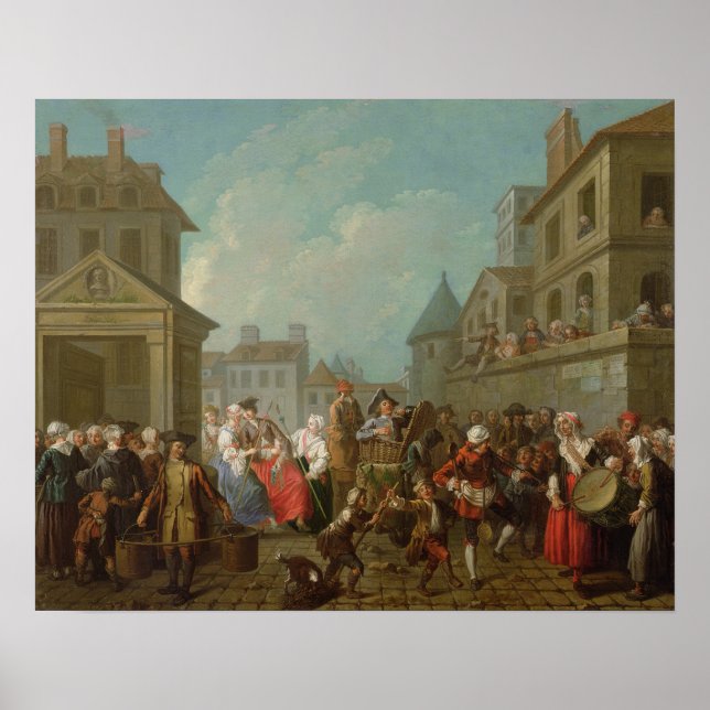 Póster Carnaval callejero en París, 1757 (Frente)