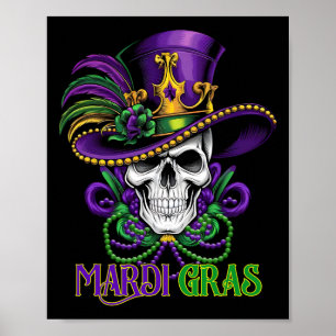 Póster Carnaval de cráneo de azucar con disfraces de Mard