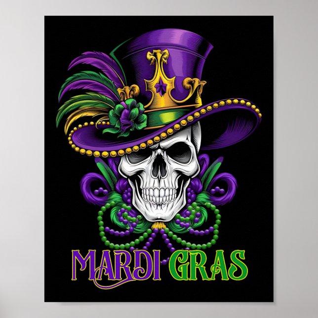 Póster Carnaval de cráneo de azucar con disfraces de Mard (Frente)