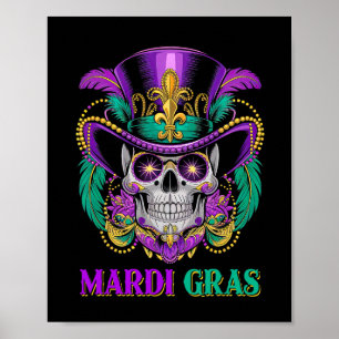 Póster Carnaval de cráneo de azucar con disfraces de Mard