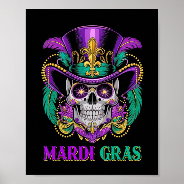 Póster Carnaval de cráneo de azucar con disfraces de Mard (Frente)