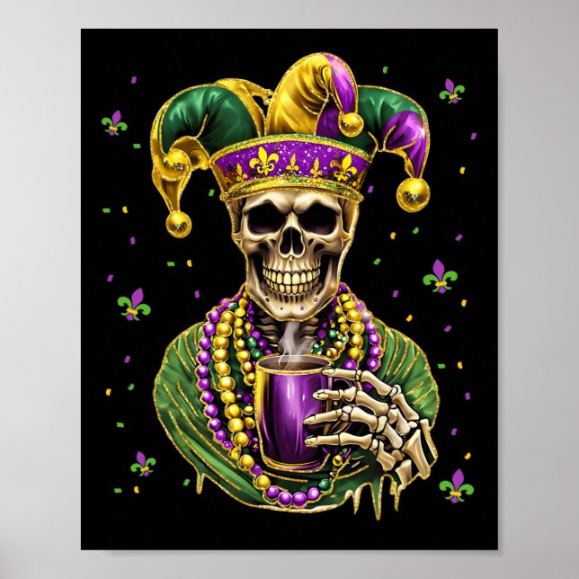 Póster Carnaval de cráneo de azucar con disfraces de Mard (Frente)