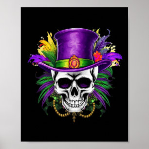 Póster Carnaval de cráneos del Martes de Carnaval de Nuev