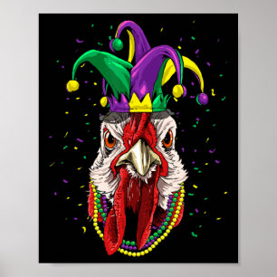 Póster Carnaval de Fiestas de Mardi Gras - Jester Chicken