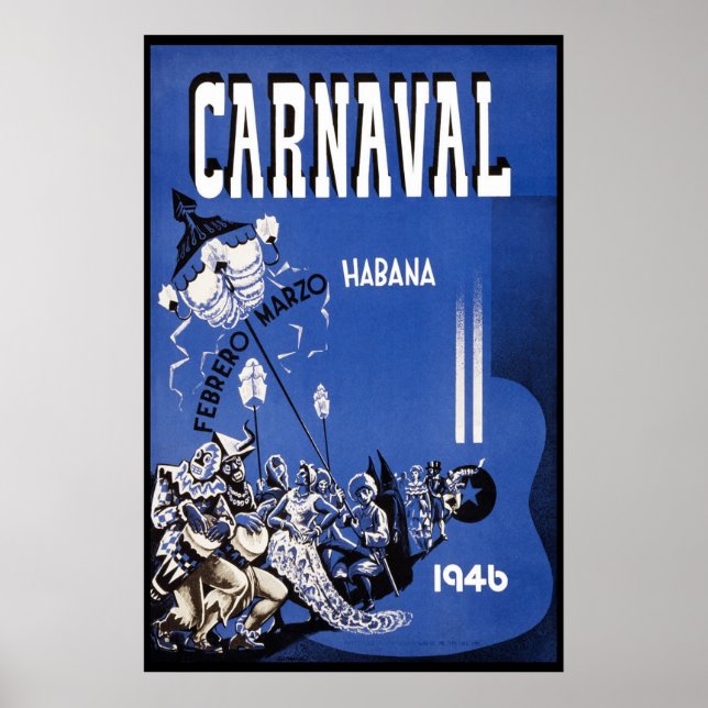 Póster Carnaval de La Habana 1946 Viajes de época (Frente)