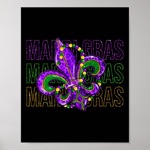 Póster Carnaval de Luisiana, símbolo de Mardi Gras Fleur