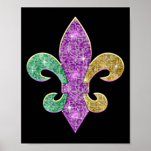 Póster Carnaval de Luisiana, símbolo de Mardi Gras Fleur 