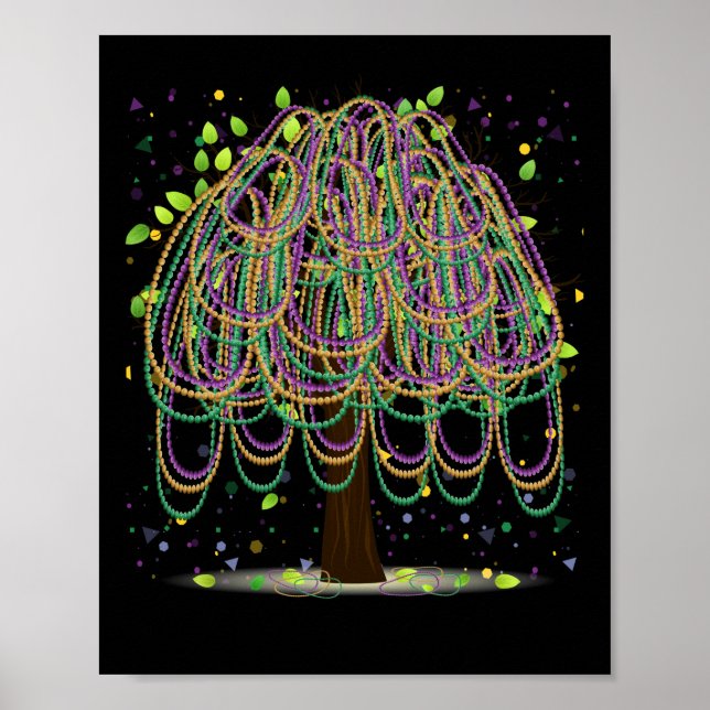 Póster Carnaval de Mardi Gras Árbol gráfico de abalorios  (Frente)