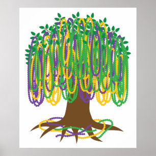 Póster Carnaval de Mardi Gras Bead Tree