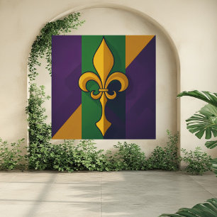 Póster Carnaval de Mardi Gras Fleur-de-lis Cultura Patrim