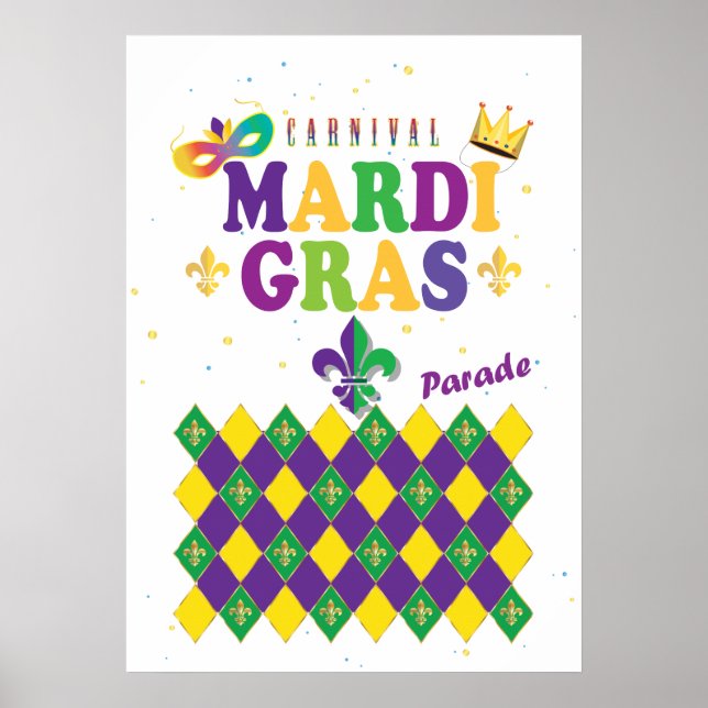 Póster Carnaval de Mardi Gras Fleur de Lis Diamond Harleq (Frente)
