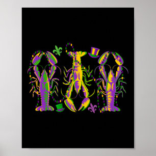 Póster Carnaval de Mardi Gras Langostinos Feliz Mardi Gra