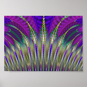 Póster Carnaval de Mardi Gras Púrpura y Verde Fractal