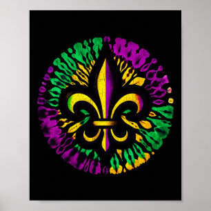 Póster Carnaval de mujeres de Mardi Gras Fleur De Lis Tie