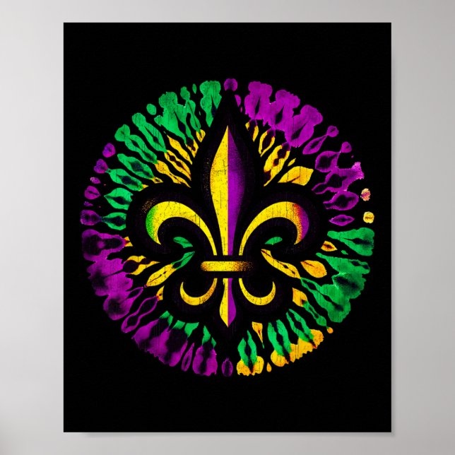 Póster Carnaval de mujeres de Mardi Gras Fleur De Lis Tie (Frente)
