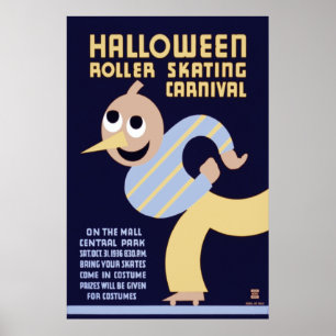 Póster Carnaval de patinaje sobre patinaje de Halloween