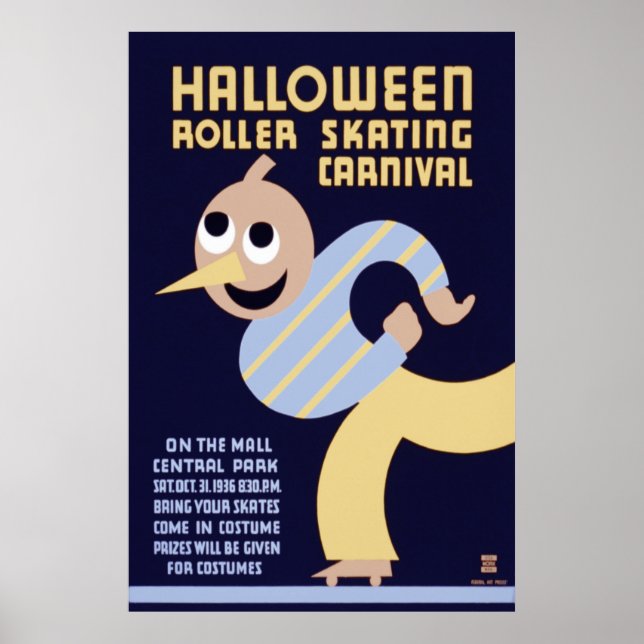 Póster Carnaval de patinaje sobre patinaje de Halloween (Frente)