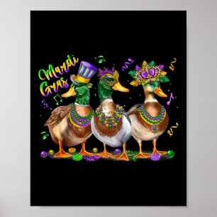 Póster Carnaval de pato de Mardi Gras disfraz Louisiana h