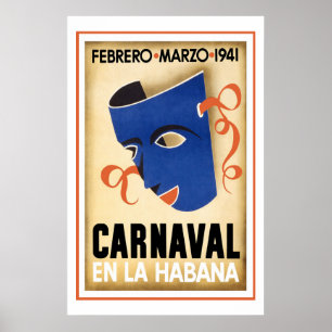 Póster Carnaval de Viajes Vintage en La Habana