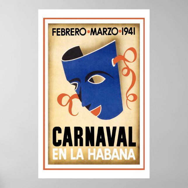 Póster Carnaval de Viajes Vintage en La Habana (Frente)