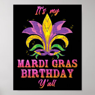 Póster Carnaval es mi cumpleaños mardi gras