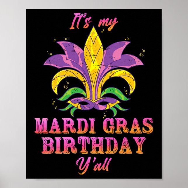Póster Carnaval es mi cumpleaños mardi gras (Frente)