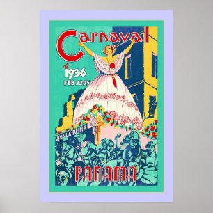 Póster Carnaval ~ Panamá ~ Poster de Viajes Vintage