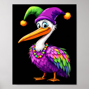 Póster Carnaval Pelícano de Mardi Gras Amante de las niña