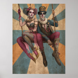 Póster Carnaval retro vintage de 30 FD2 Circus Clown Art