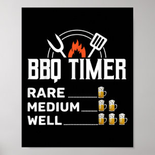 Póster Carne ahumada Lover Bbq Timer Cerveza divertida Ba