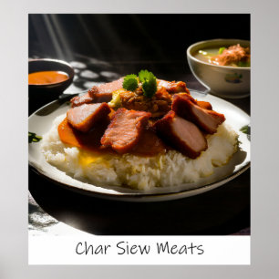 Póster Carne de cerdo char de Singapur - papel de archivo