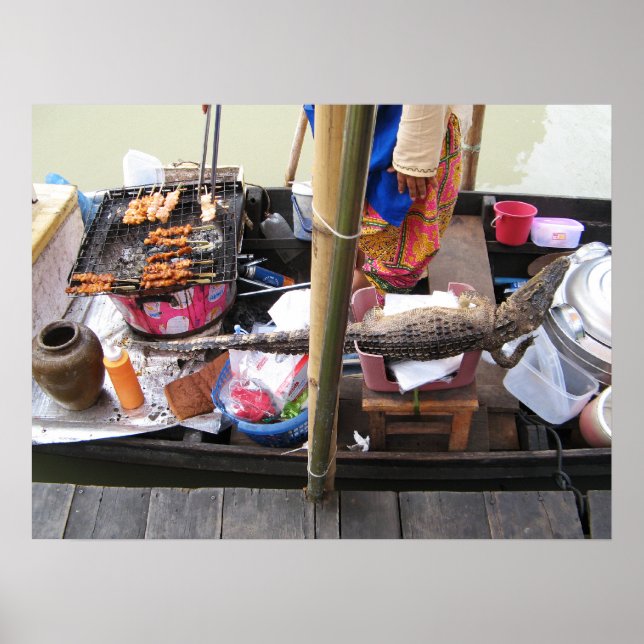 Póster Carne de cocodrilo barbacoa ... Comida callejera e (Frente)