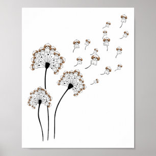Póster Carne de flores de Shih Tzu Cute Dandelion Shirt P