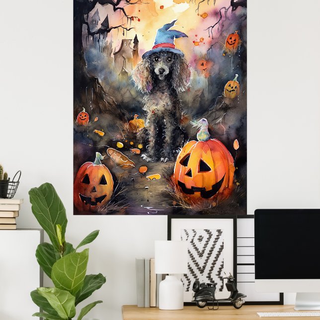 Póster Carne de Halloween con calabazas aterradoras (Oficina en casa)