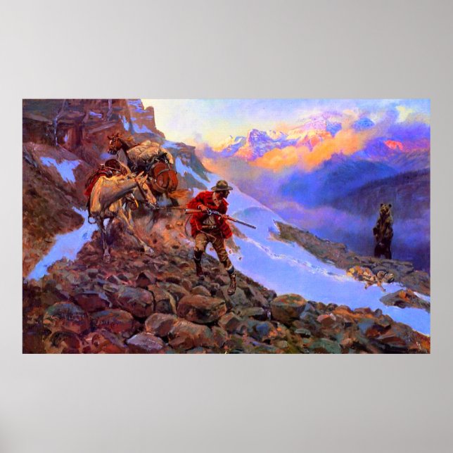 Póster Carne de quién contra Grizzly Charles Marion Russe (Frente)