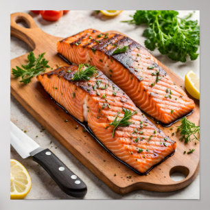 Póster Carne de salmón deliciosa